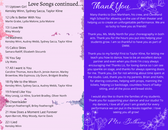 recital program printing